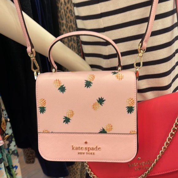 Kate Spade Staci Square Pineapple Crossbody Pink Multi - Picture 11 of 16